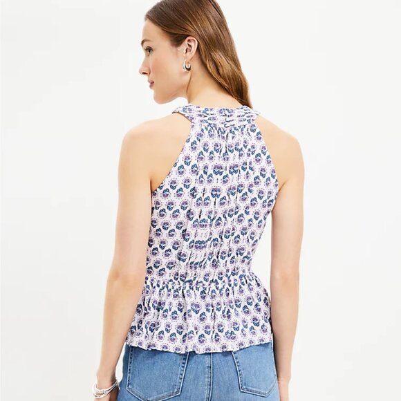 LOFT Floral Peplum Crossover Halter Top - Picture 3 of 3